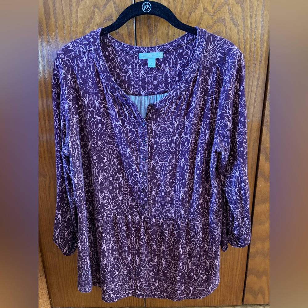 croft & barrow Maroon Printed Henley Tunic